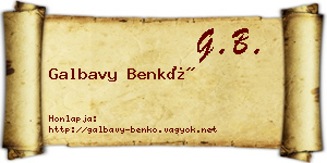 Galbavy Benkő névjegykártya